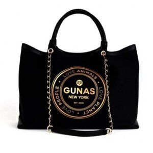 NWT GUNAS New York Ruth Black Vegan Large Canvas Tote